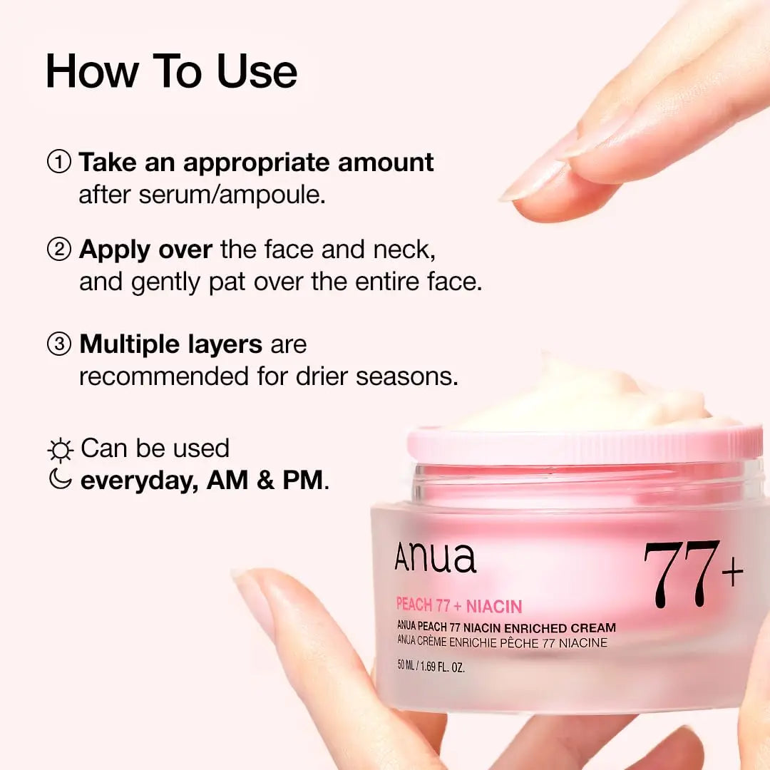 New Anua Hydrating, Moisturizing and Brightening Skin, Improving Dullness and Moisturizing Cream Peach Niacinamide Cream 50ML