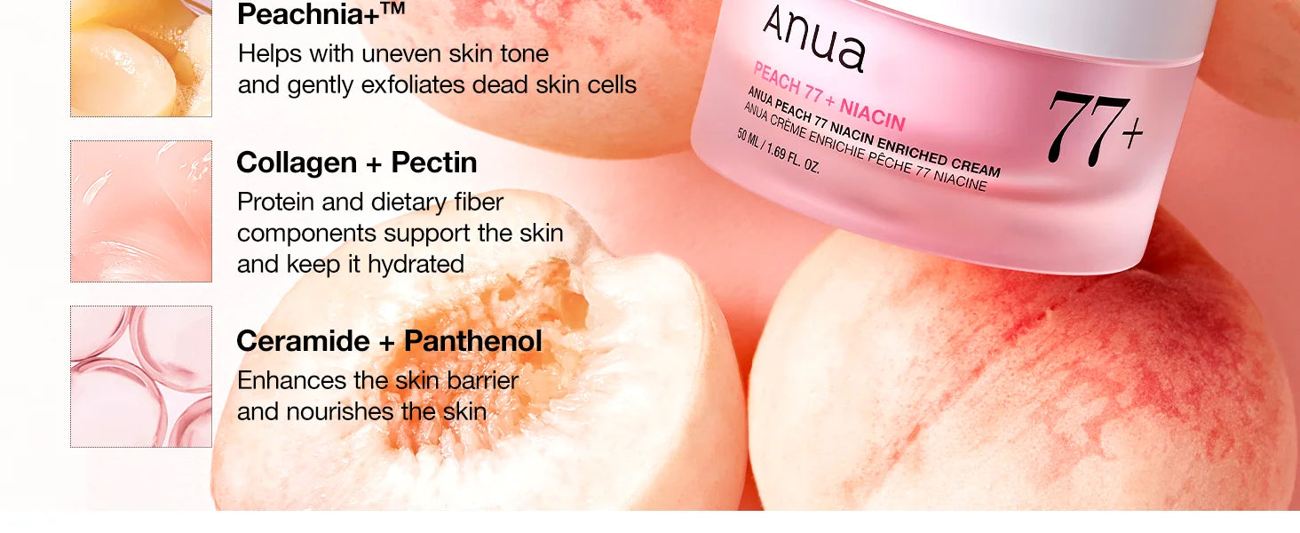 New Anua Hydrating, Moisturizing and Brightening Skin, Improving Dullness and Moisturizing Cream Peach Niacinamide Cream 50ML