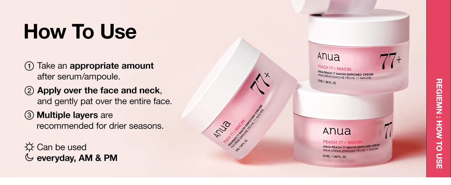 New Anua Hydrating, Moisturizing and Brightening Skin, Improving Dullness and Moisturizing Cream Peach Niacinamide Cream 50ML